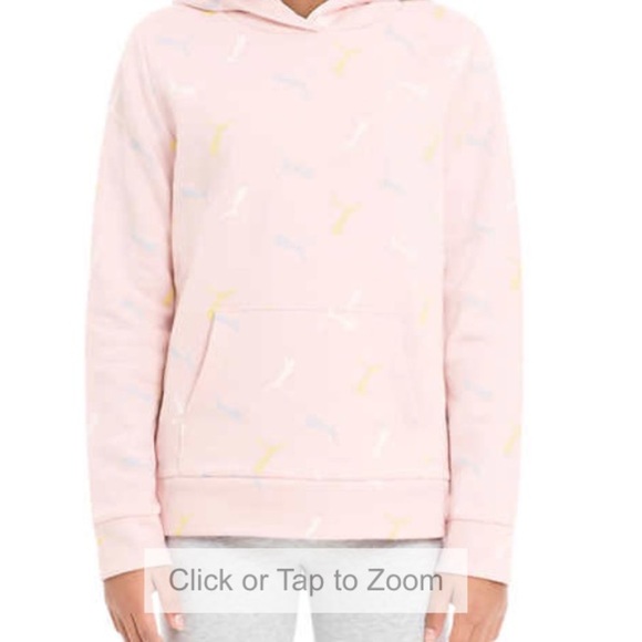 Puma Girls Logo Print Hoodie Pink Size Small 7/8 - Picture 2 of 3